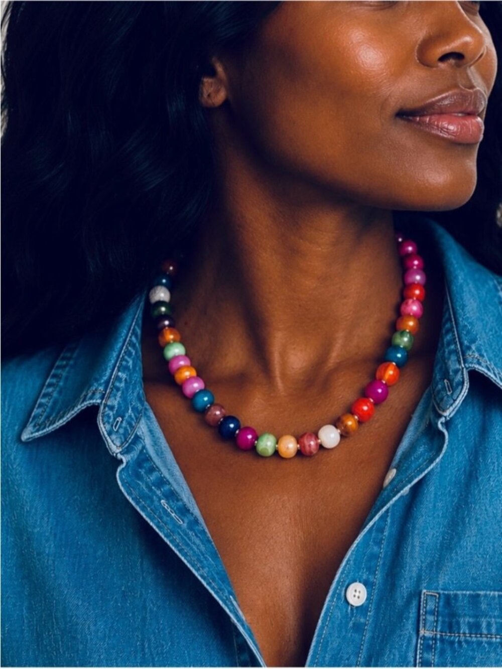 New! Coastal Colorful Multicolor Beaded Dopamine Necklace NWOT